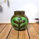 Vintage artisanal flowery ceramic pitcher vase
