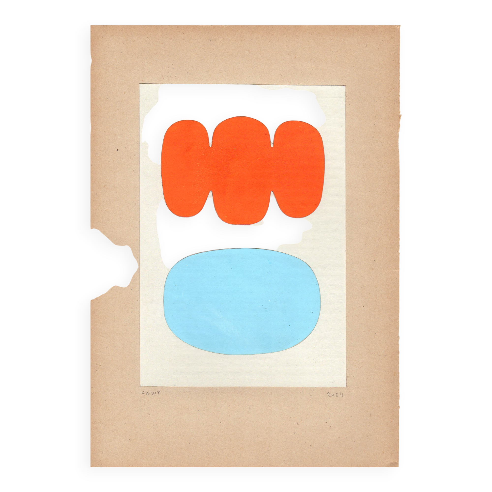 Abstract collage on old paper signed Eawy
