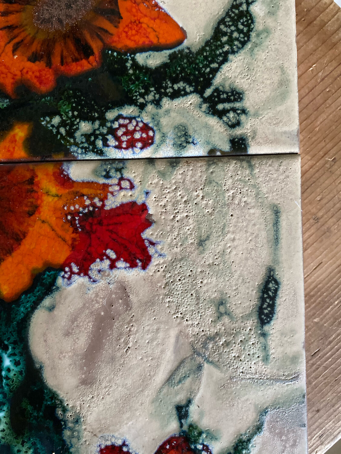Carreaux en céramique bouquet Vallauris 1970