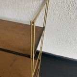Vintage 1960 String wall shelf in gold wood - 60 x 50 cm