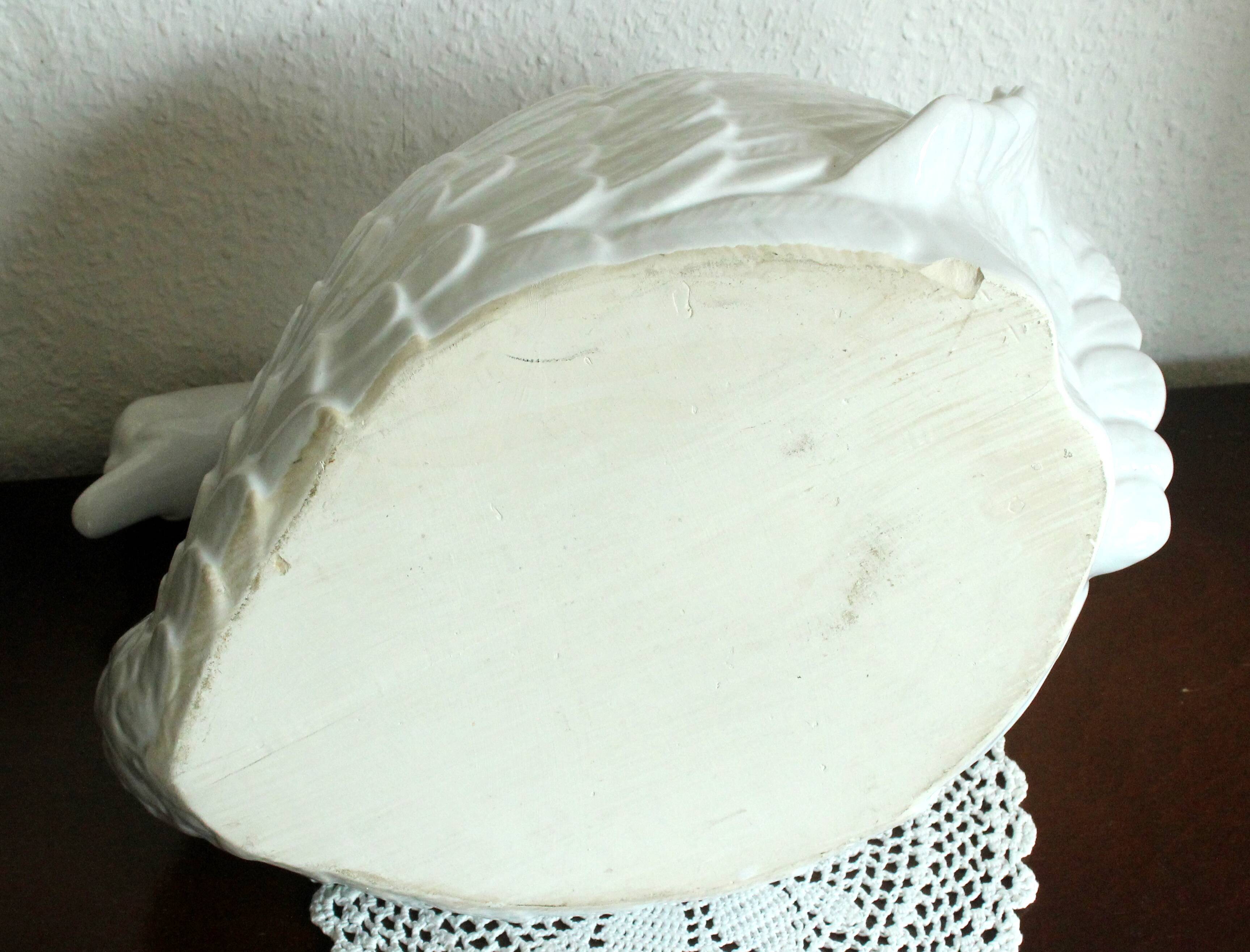XL white ceramic swan planter - Vintage