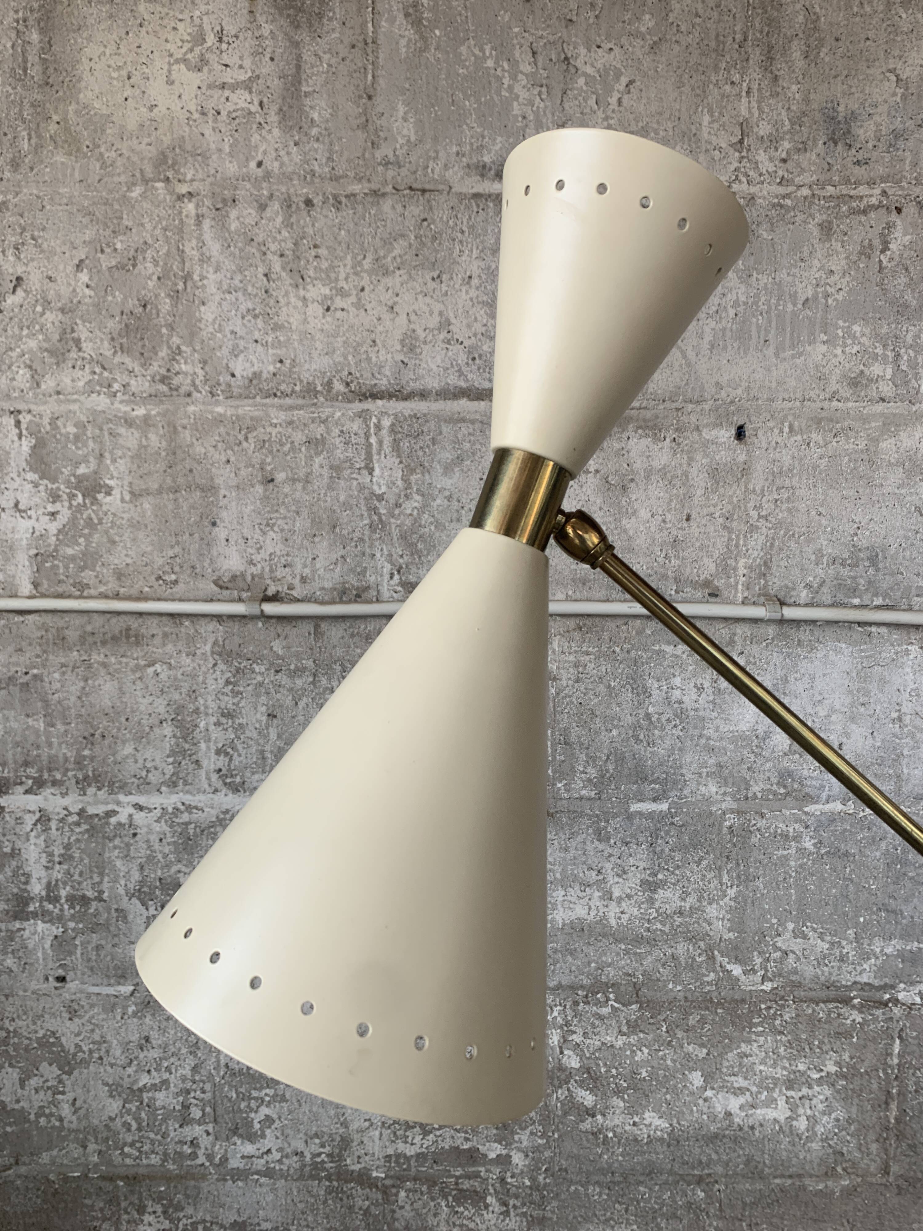 Midcentury brass and marble diablo floor lamp, Italy 1960s