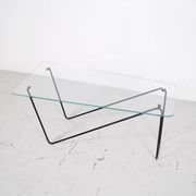 Table basse verre et acier années 50' forme libre