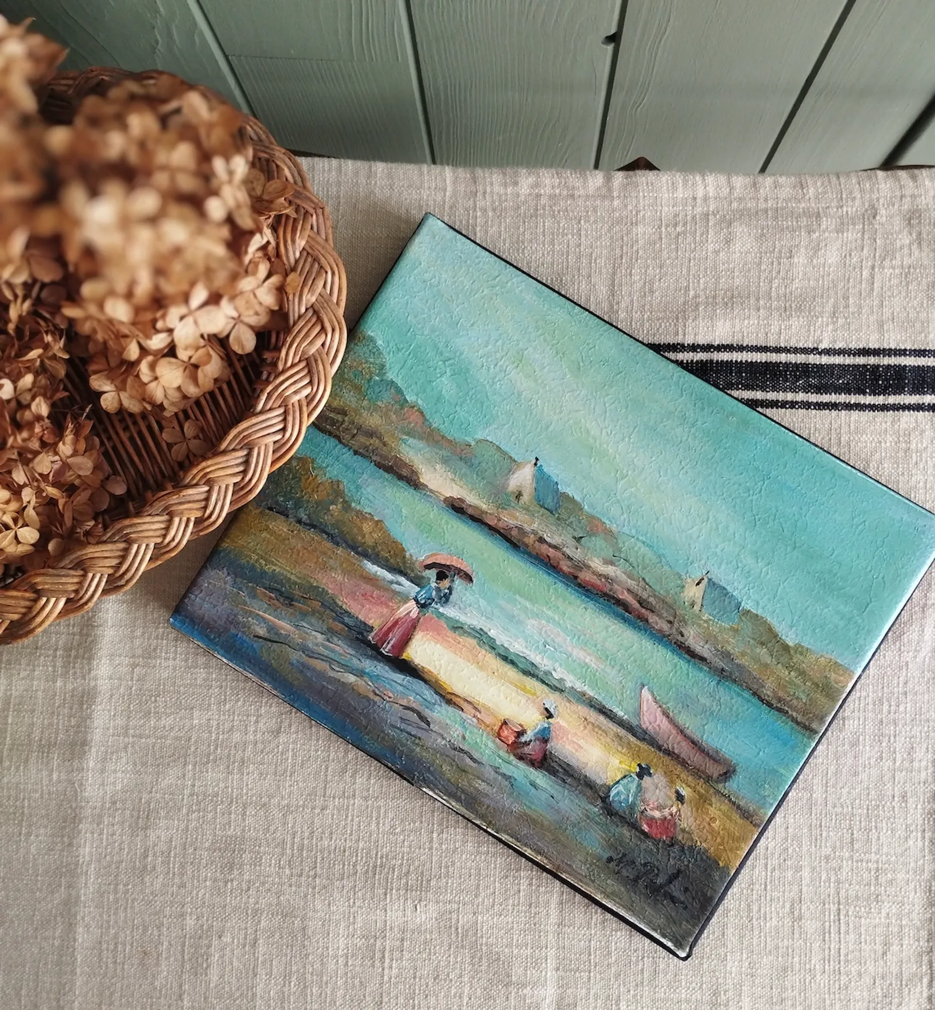 Michel Pabois - By the Sea - Oil on canvas signed.