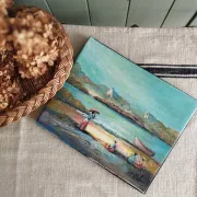 Michel Pabois - By the Sea - Oil on canvas signed.