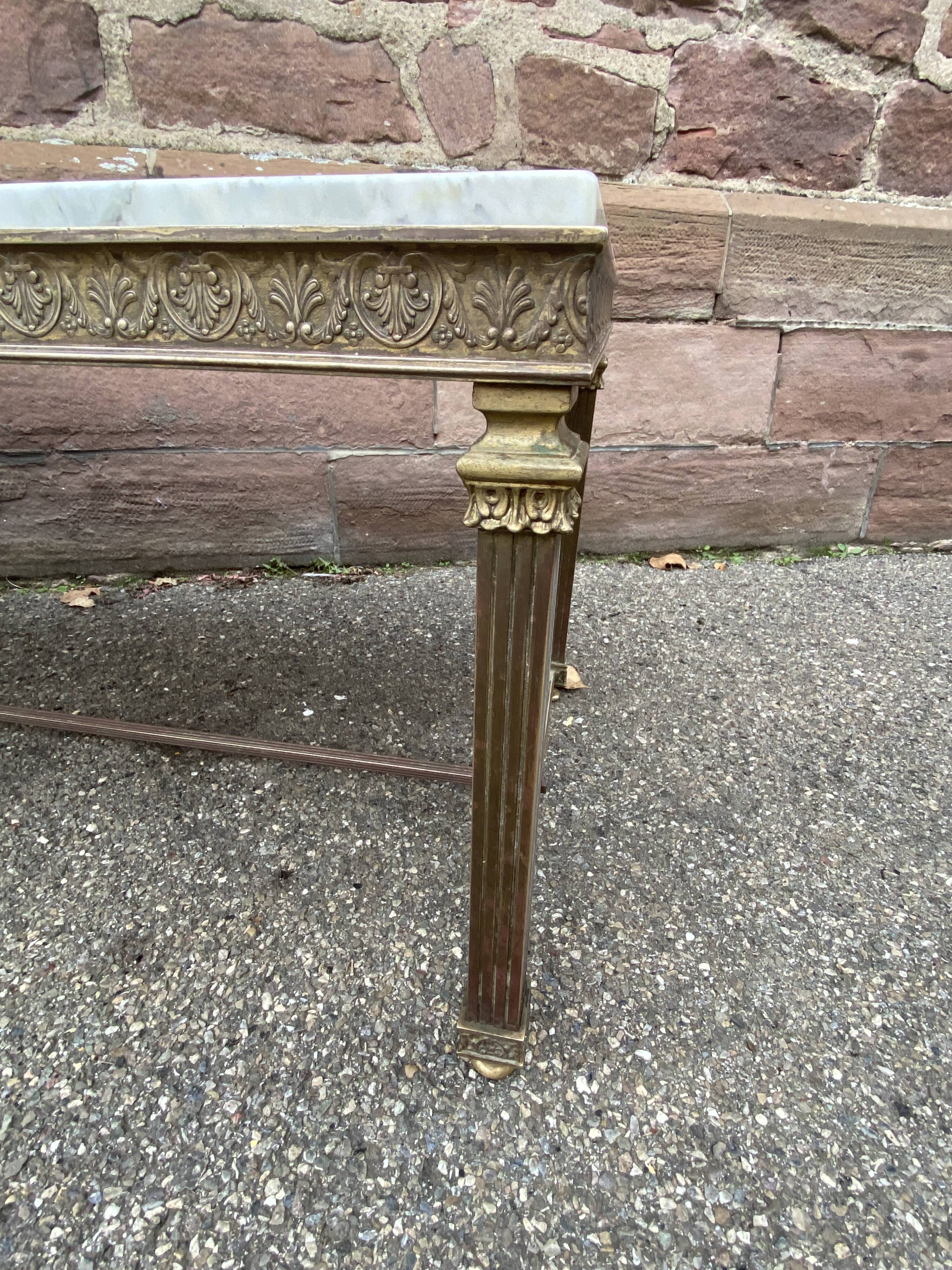 Louis xvi empire style coffee table in gilded bronze 1950