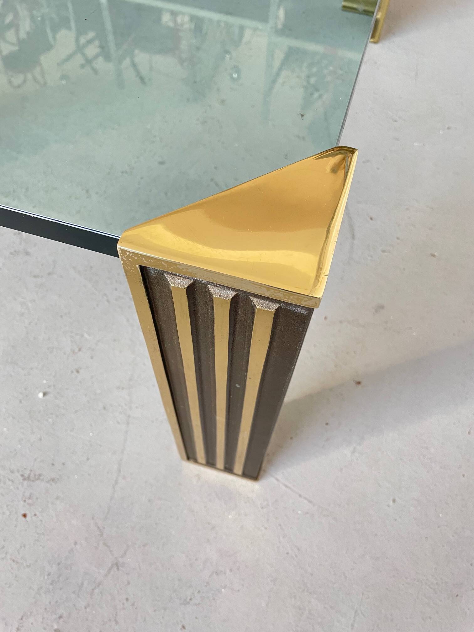 Vintage 1970s Peter Ghyzcy Brass Coffee Table