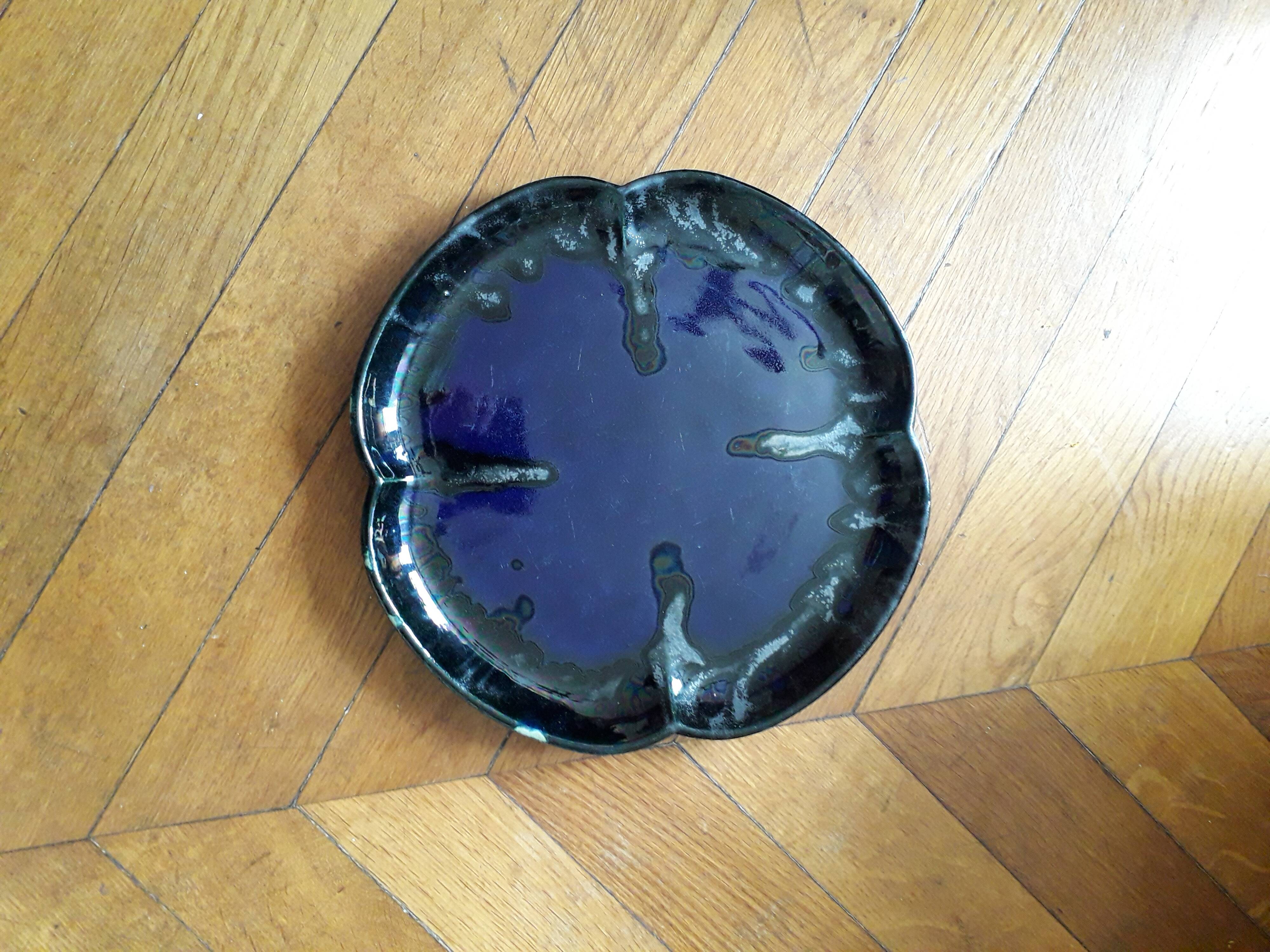 Vintage 1950s ceramic plate from Isle-Adam signed Méran Frères