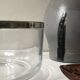Large glass salad bowl with chrome metal rim, Bormioli Rocco Italy 1970.