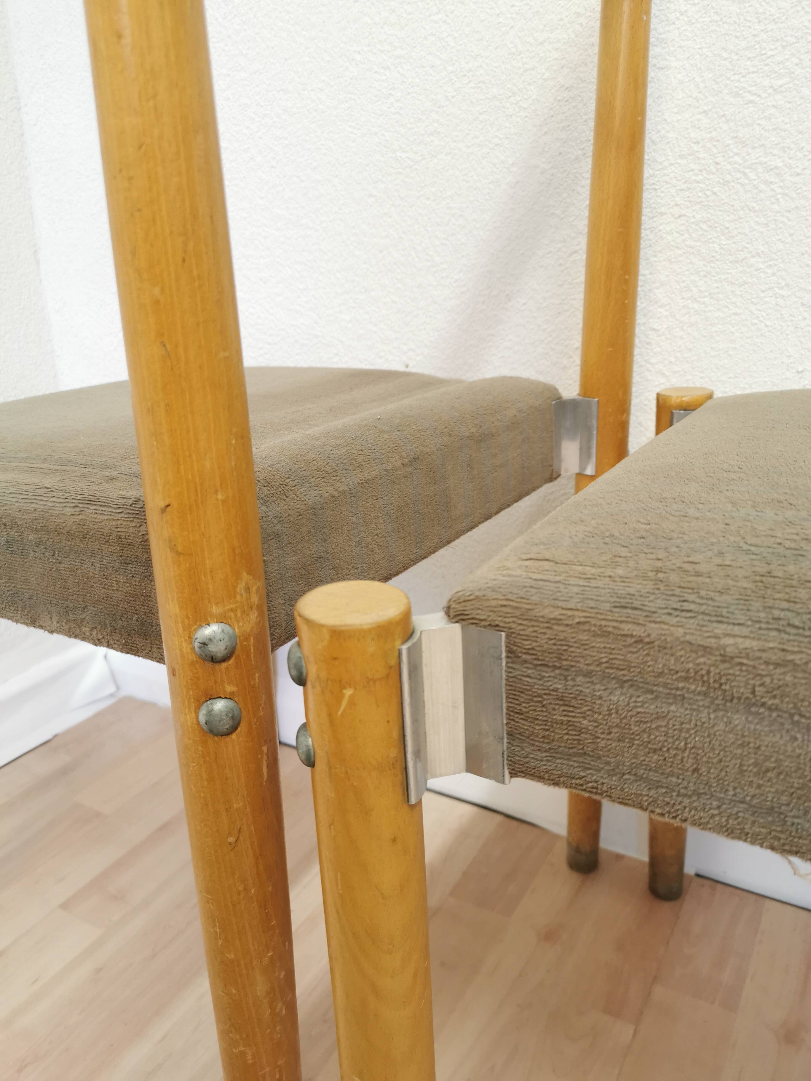 Vintage Miroslav Navratil Dining Chairs: 1970s Czechoslovakia, Gray Fabric