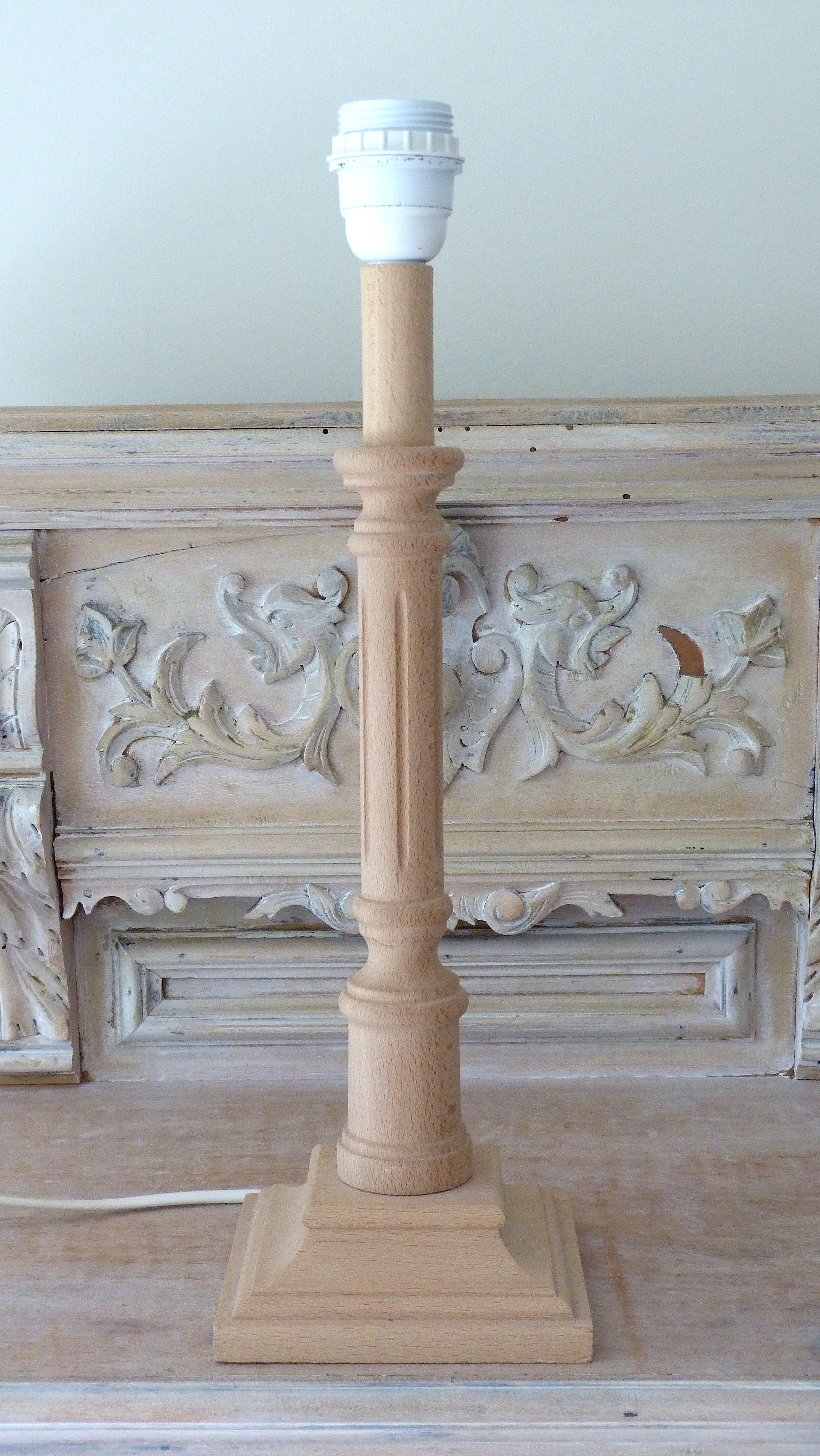 Lamp to put foot wood lampshade canvas of Jouy