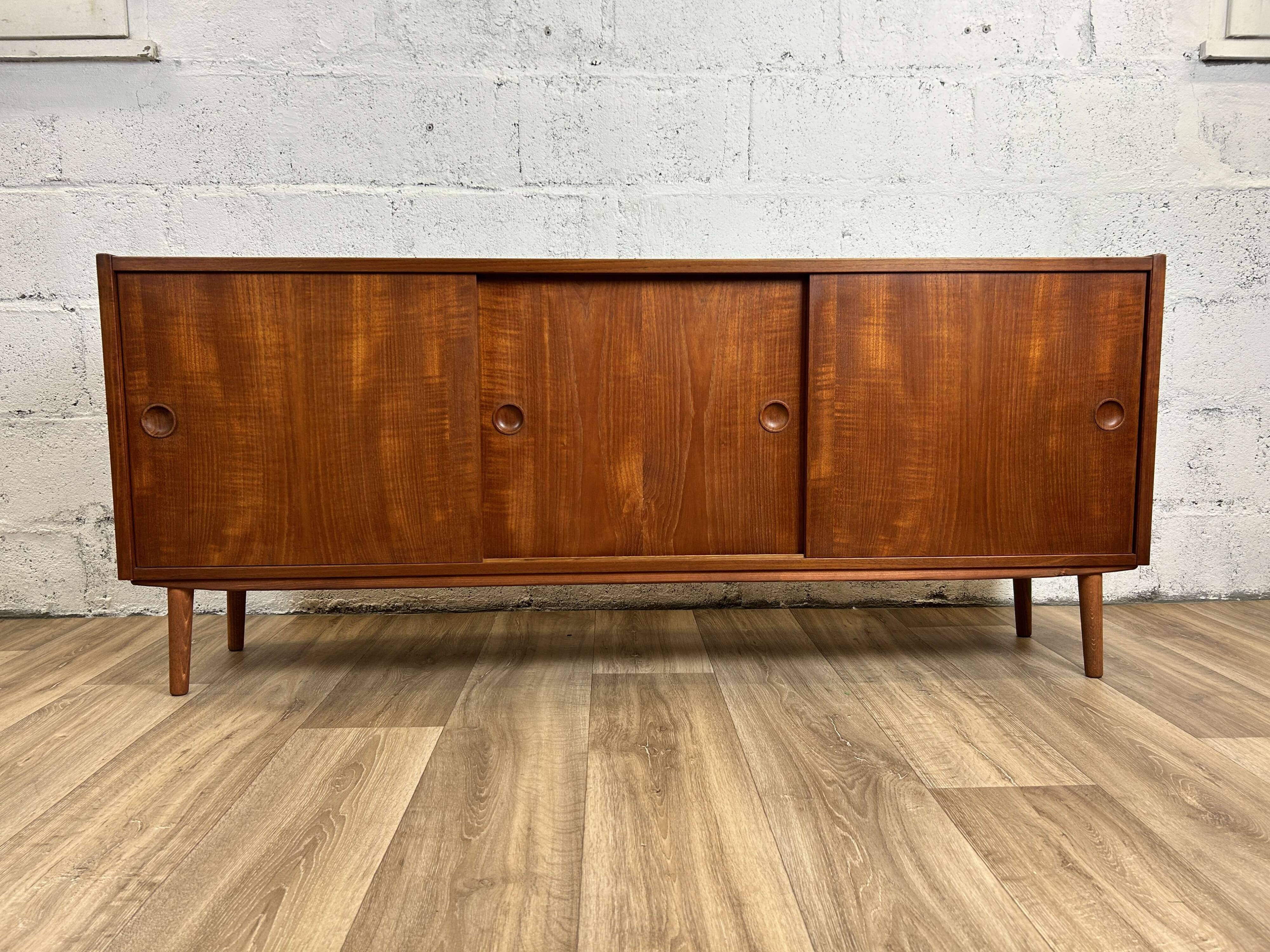 Vintage Scandinavian teak sideboard with 3 sliding doors, 1960s