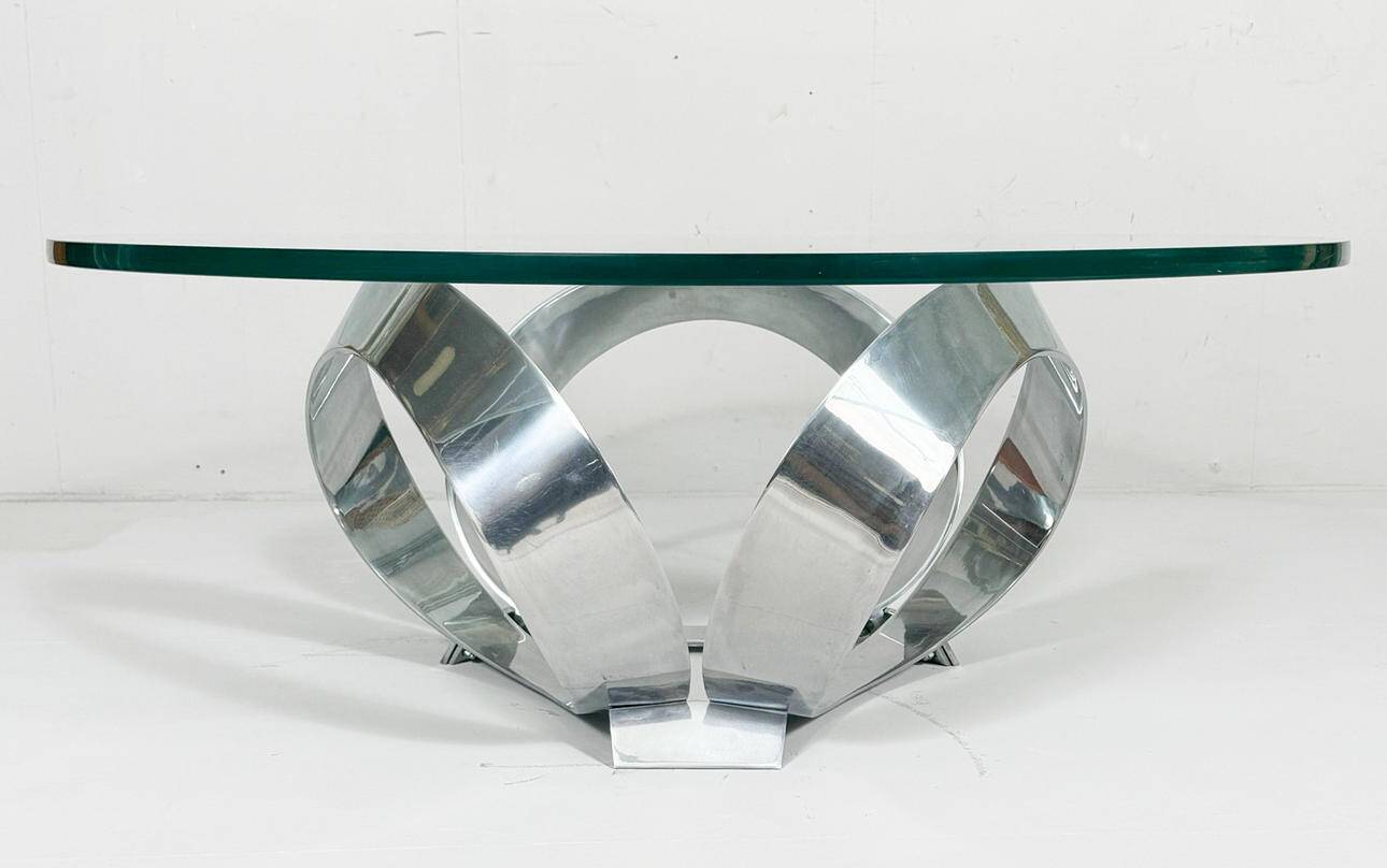 Knut Hesterberg. Space Age coffee table by Knut Hesterberg for Ronald Schmitt, diamond aluminium, 1970s, Germany.
