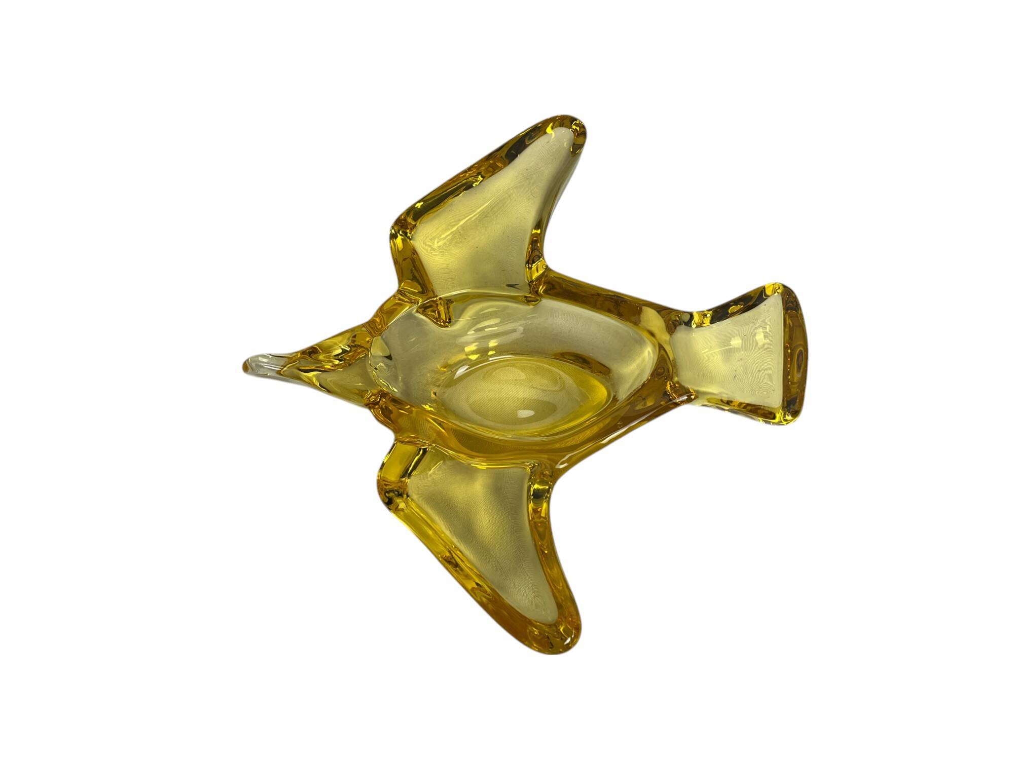 Murano, yellow glass bird-shaped pocket tray, 20th century