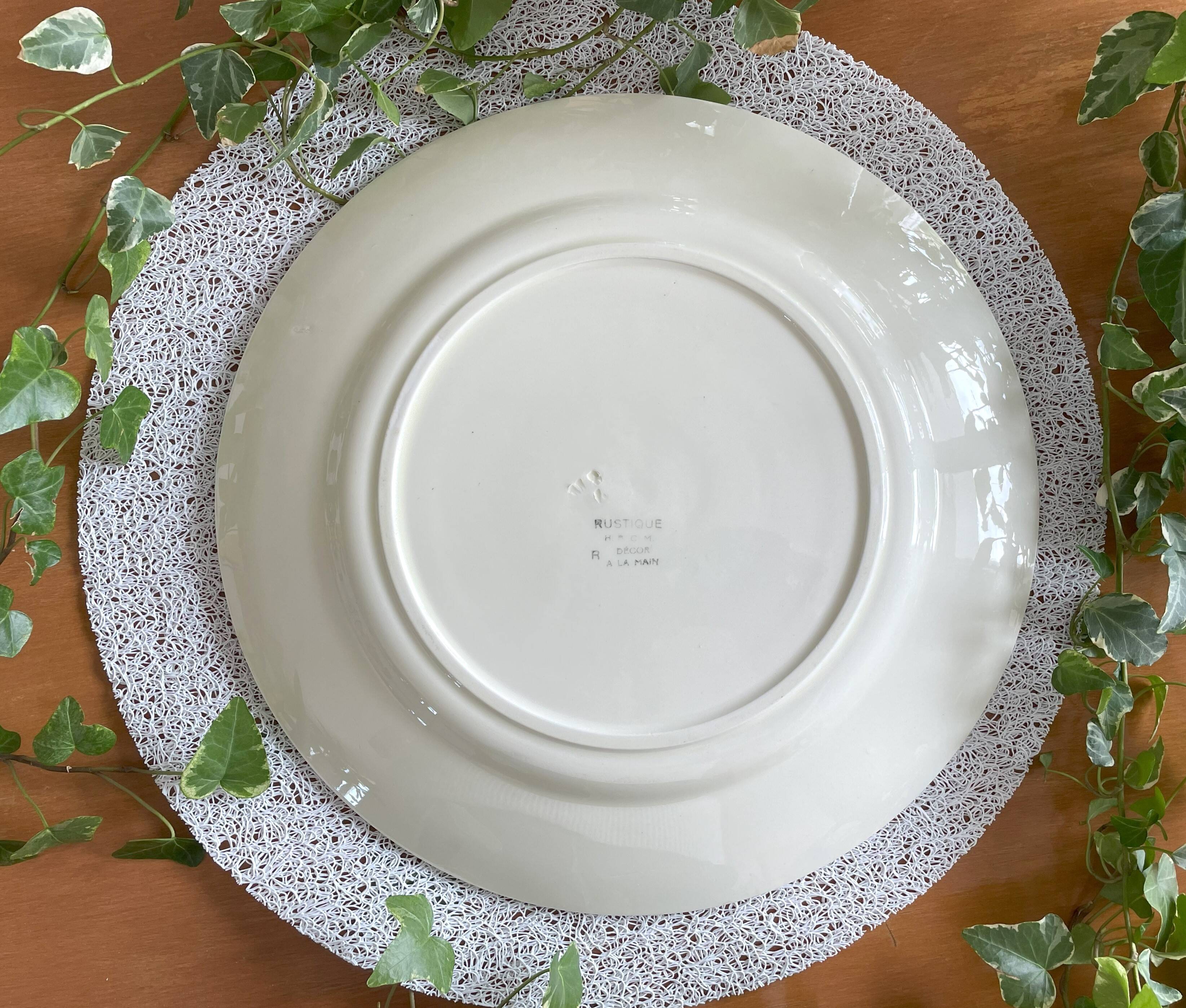 Large round antique earthenware dish from Choisy-le-Roi