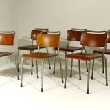 Ensemble de 6 chaises vintage Gispen 106 TU Delft par WH Gispen, 1950