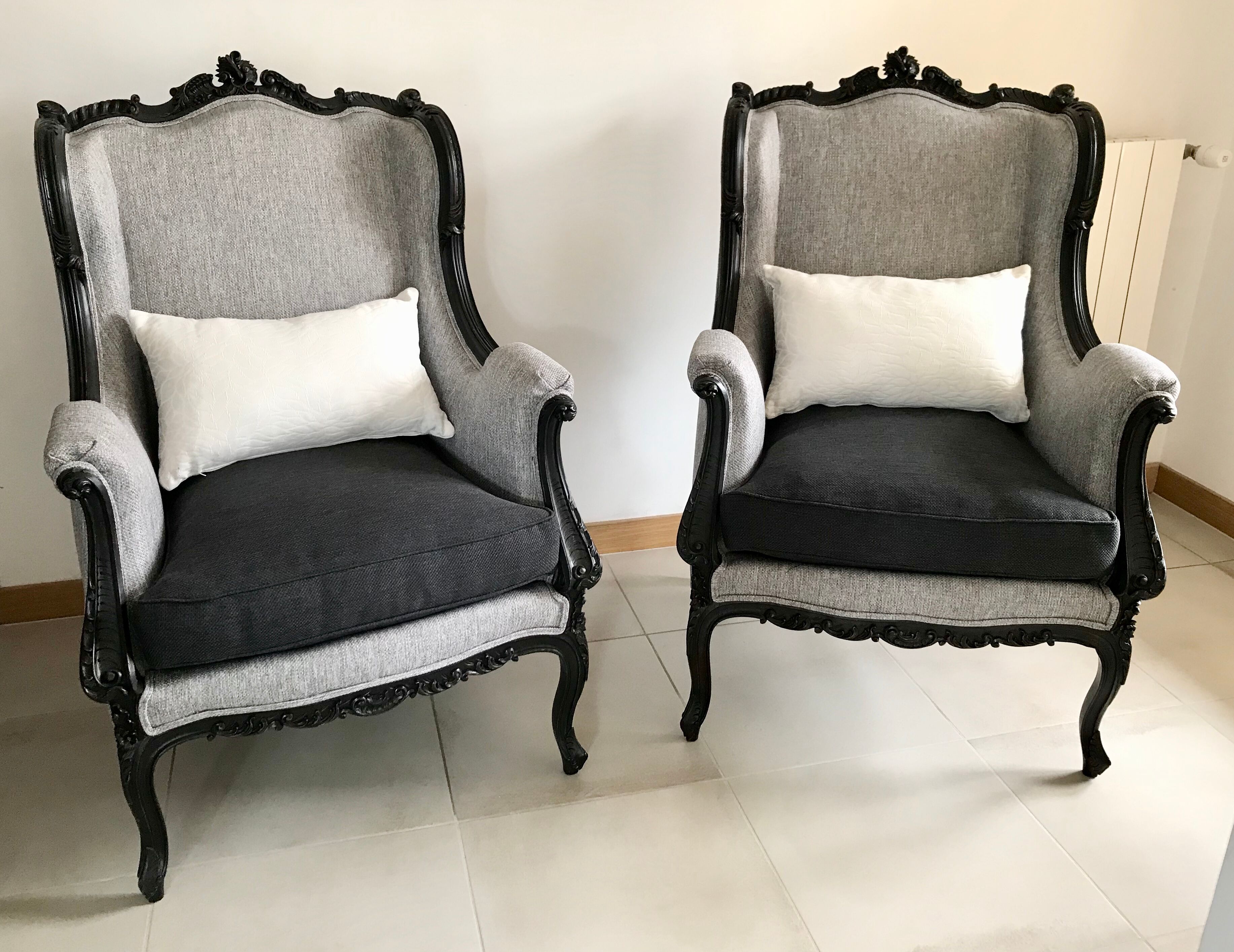 2 shepherdess armchairs with old ears nineteenth fully restored