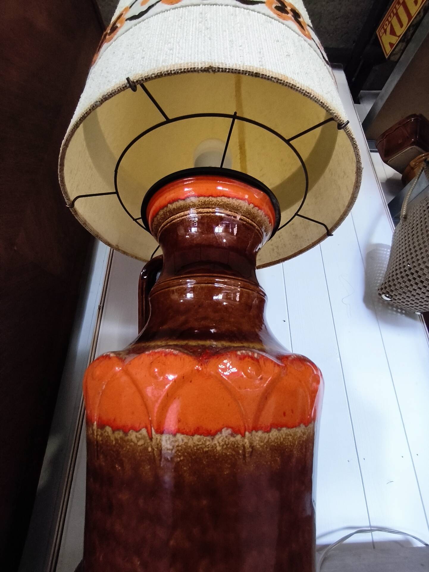 Lampadaire vintage 70 orange et marron style Fat Lava