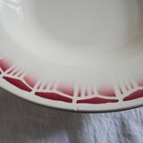 Set of 4 vintage soup plates with burgundy decoration