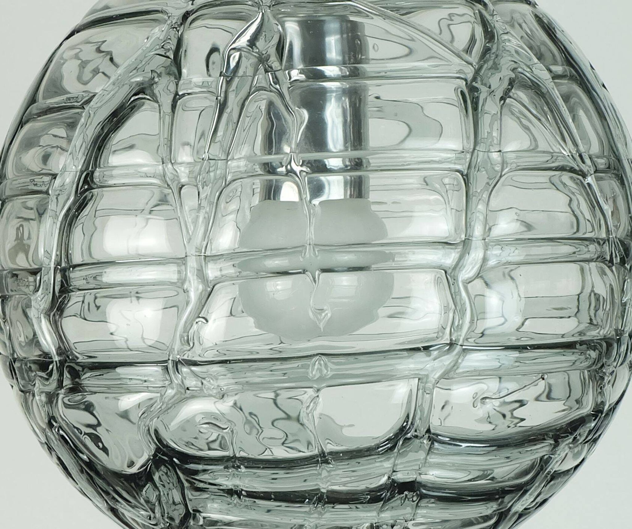 No. 2 of 2 - elegant doria pendant lamp clear and smoke grey 60s 70s