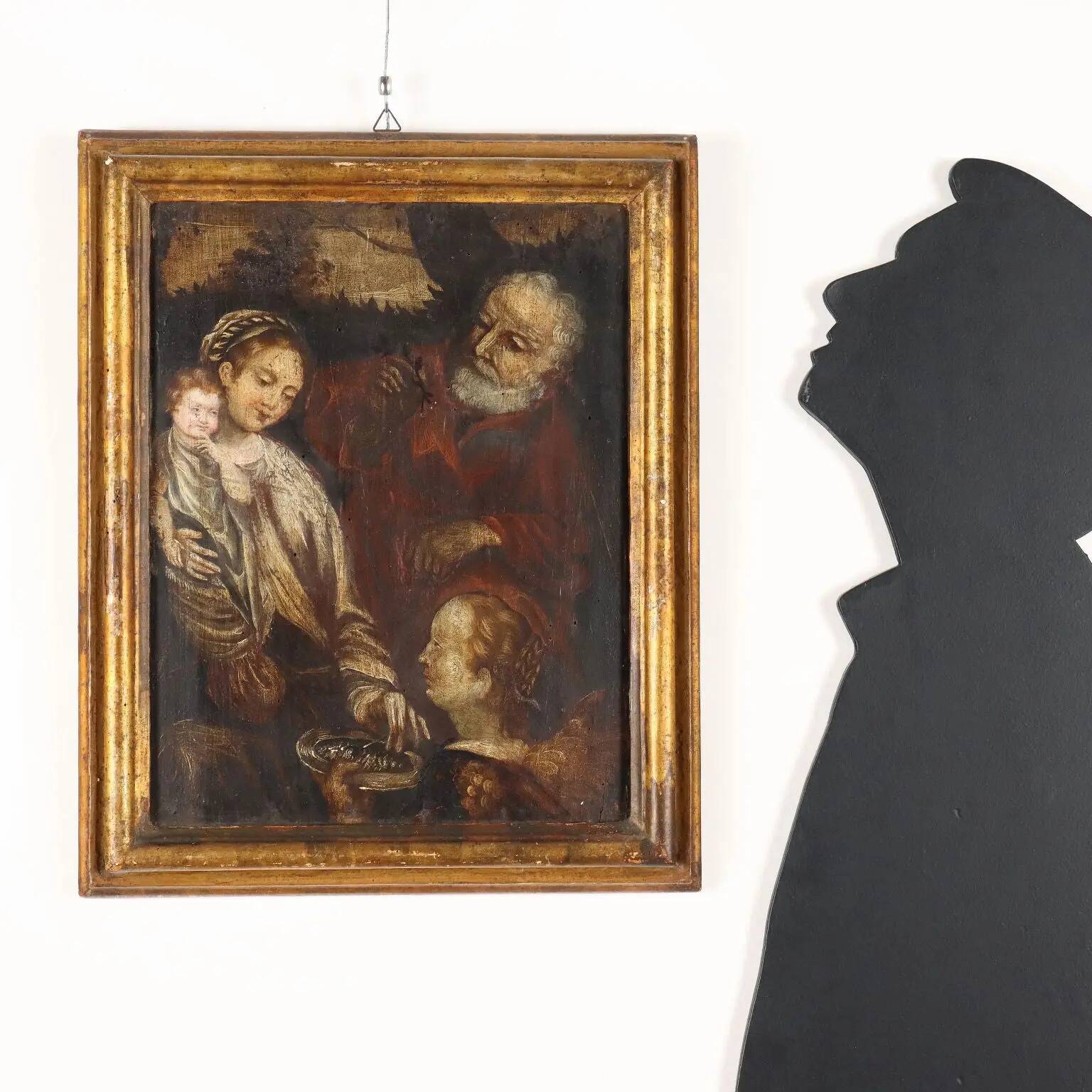 La Sainte Famille, peinture ancienne à l'huile sur panneau, XVI-XVII siècle