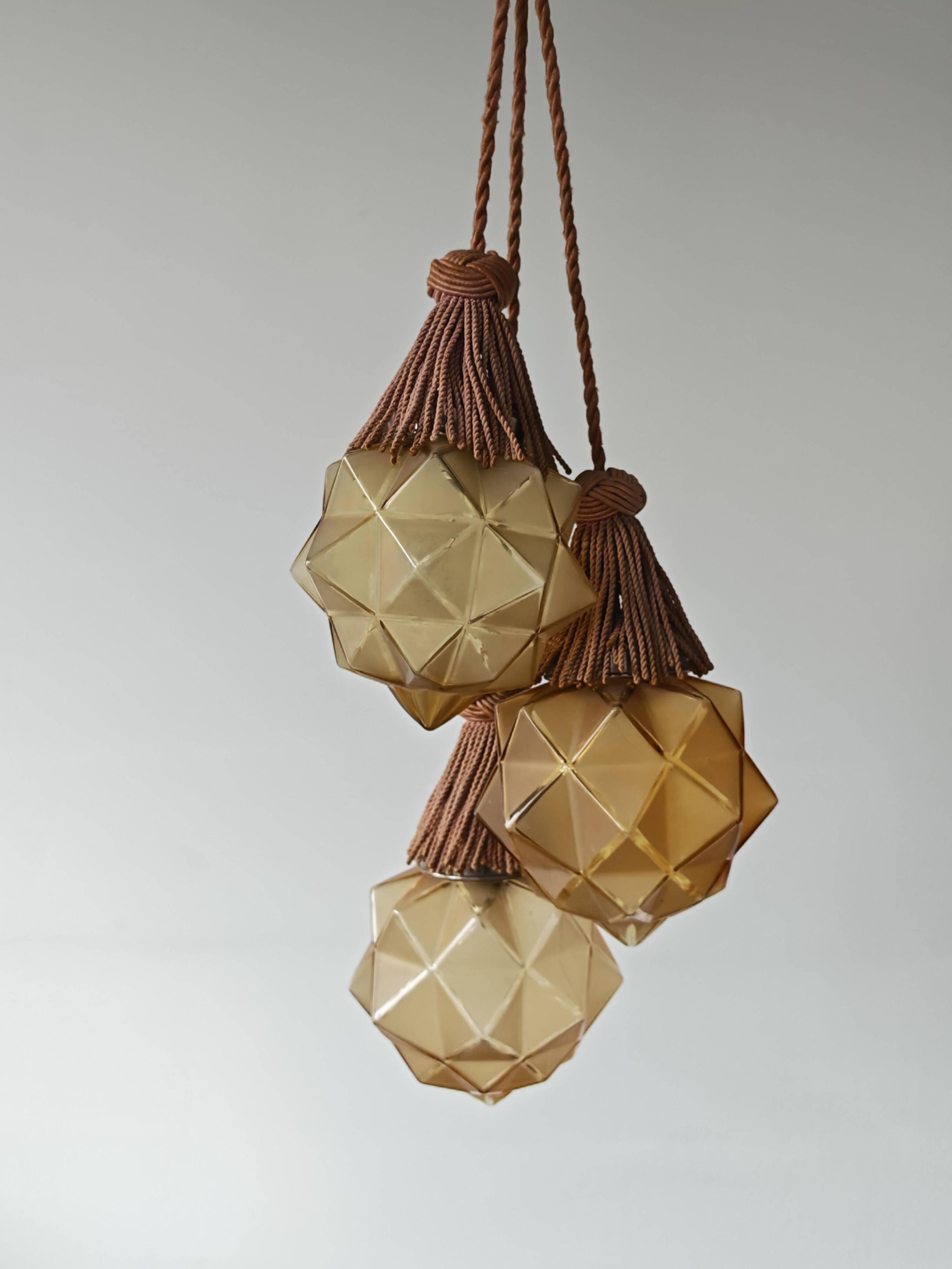 Lustre Art Déco avec Abat-jours en Forme d'Étoile, 1930