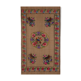 Turkish Aubusson Kilim Rug With Floral and Animal Pattern 100 x 167 cm