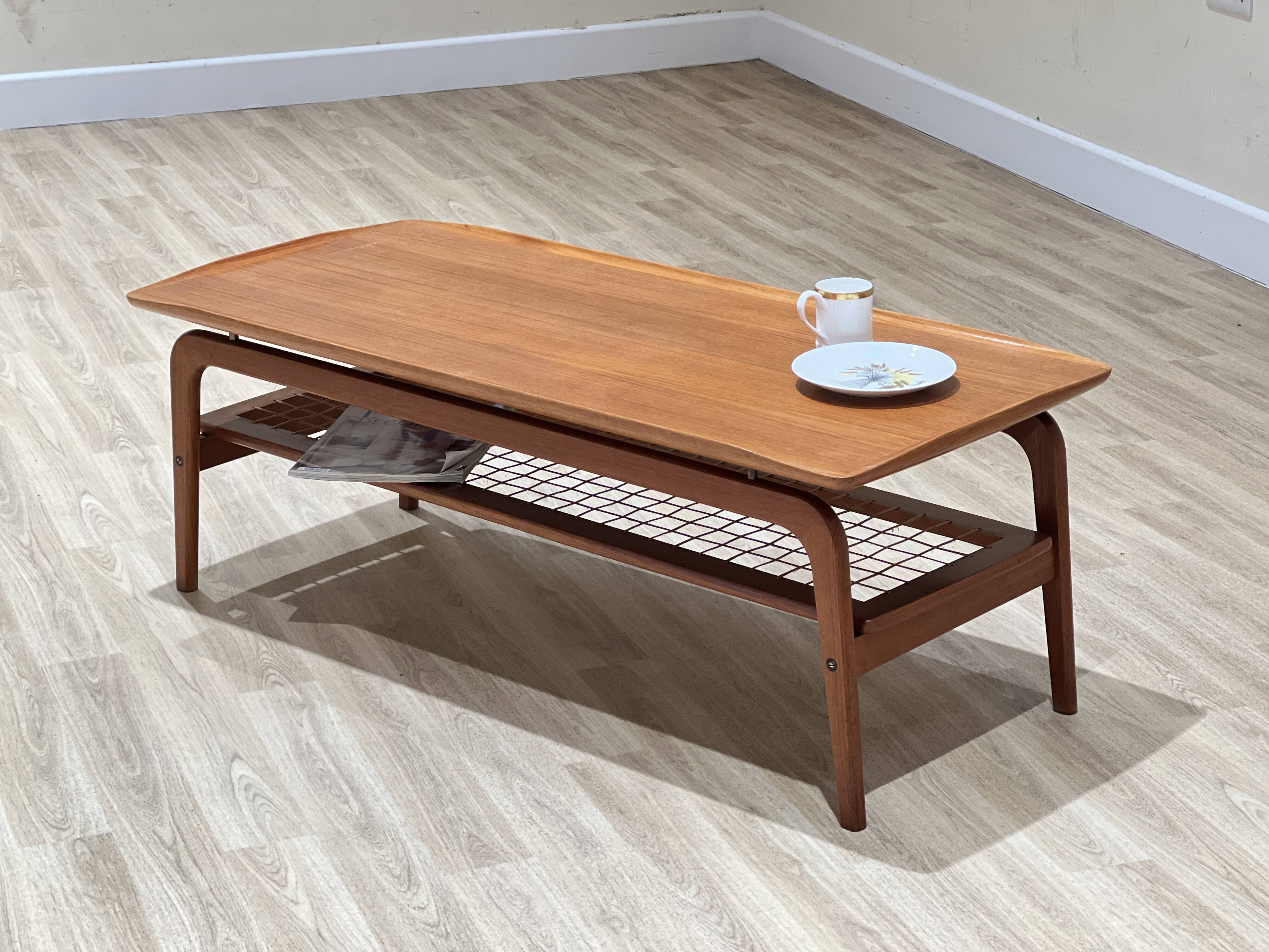 Arne Hovmand-Olsen coffee table with a rattan rack