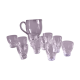 Carafe and water glasses and liqueur