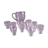 Carafe and water glasses and liqueur