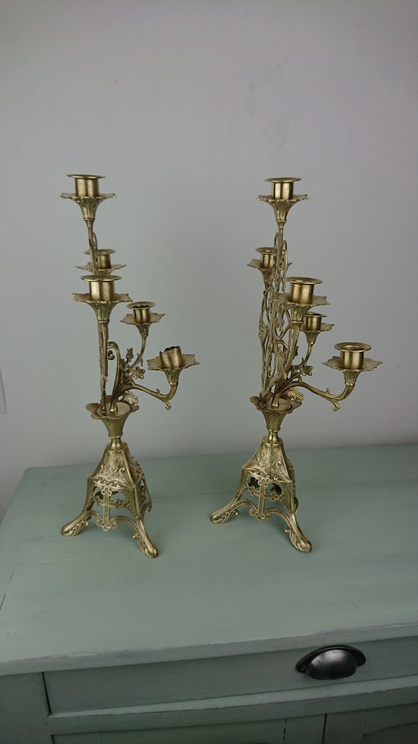 Brass altar candlesticks