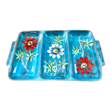 Glazed ceramic dish with flowers 50s
