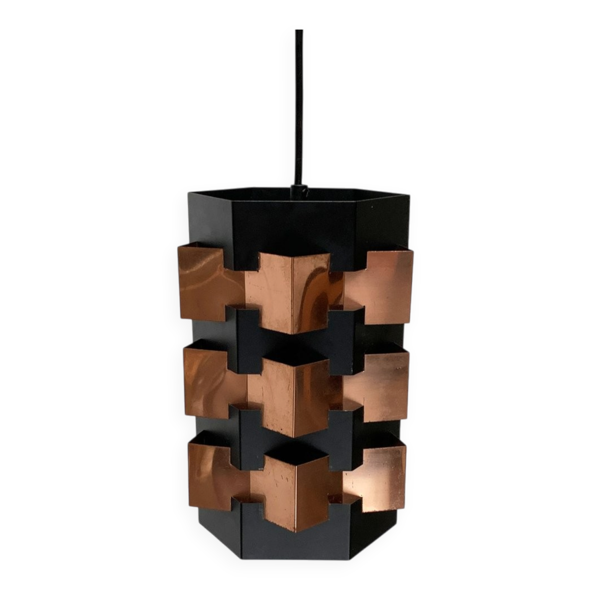 Danish copper pendant light from the mid-century by Lyfa, 1960s.