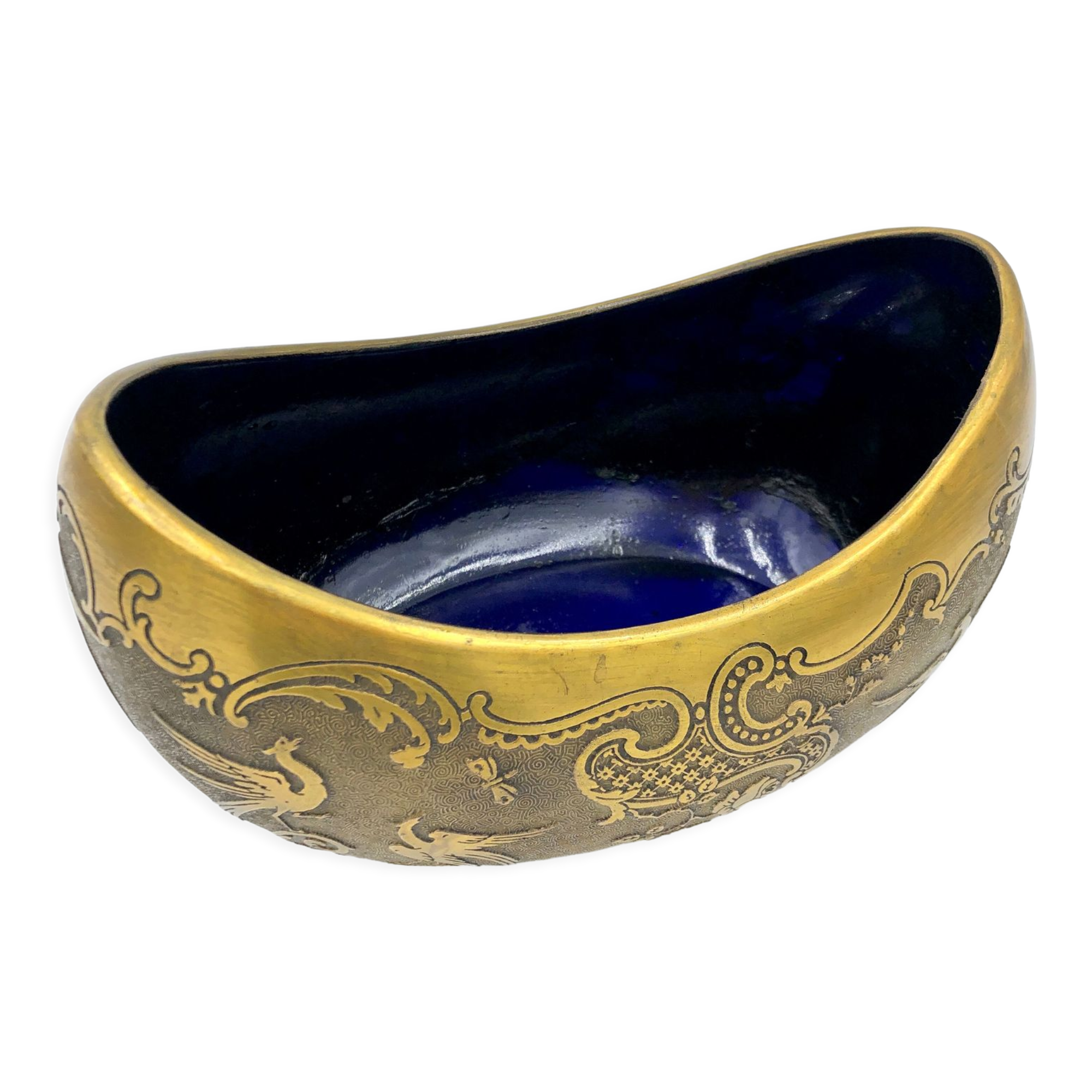 Crystal and copper shuttle cup Léon Ledru Val Saint Lambert