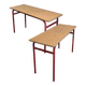Lot de 2 bureaux d'écolier double 1970 acier rouge et chêne
