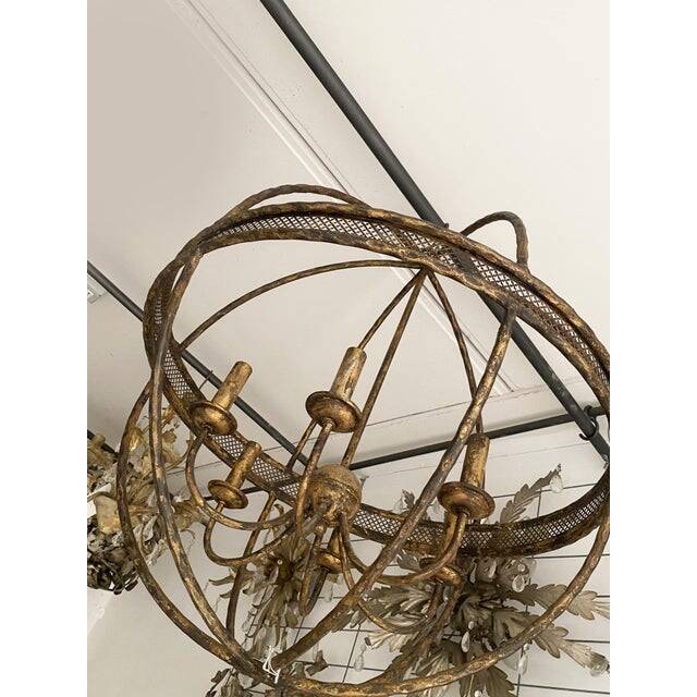 Contemporary Gold-Leaf and Clay Sphere Chandelier