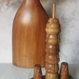 Carved wood shells salt and pepper shaker
