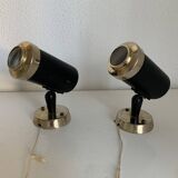 Pair of vintage 1950s Lita Zodiac spotlights by Jacques Biny, black and gold - 16 x 13