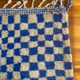 Moroccan Berber checkered carpet Klein blue and white