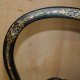 Four antique Regency bergère chairs with mother-of-pearl inlay.