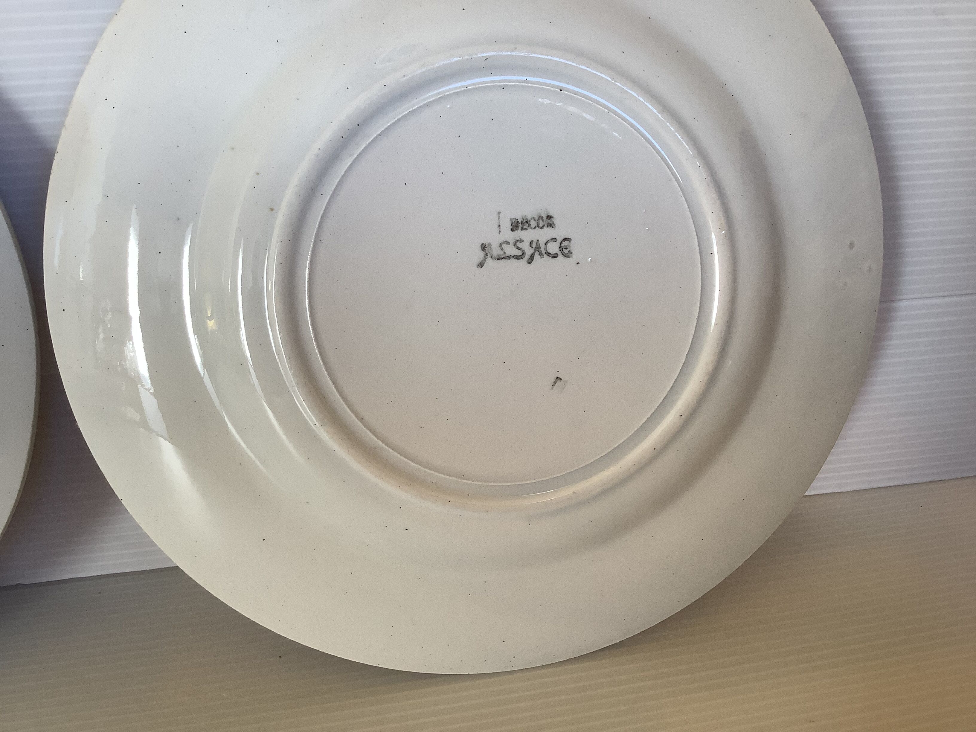 4 old earthenware plates decorated Alsace