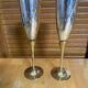 Paire Flûte Champagne Métal Chromé + Doré Vintage #E368