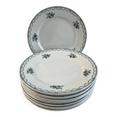 Set of 12 antique flat plates — Céranord pottery, model