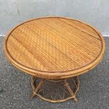 Mid-century vintage coffee table in rattan and bamboo 50/60s
