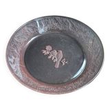 Hollow serving dish – molded pink crystal – sweden
