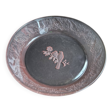 Plat de service creux – cristal rose moulé - suede