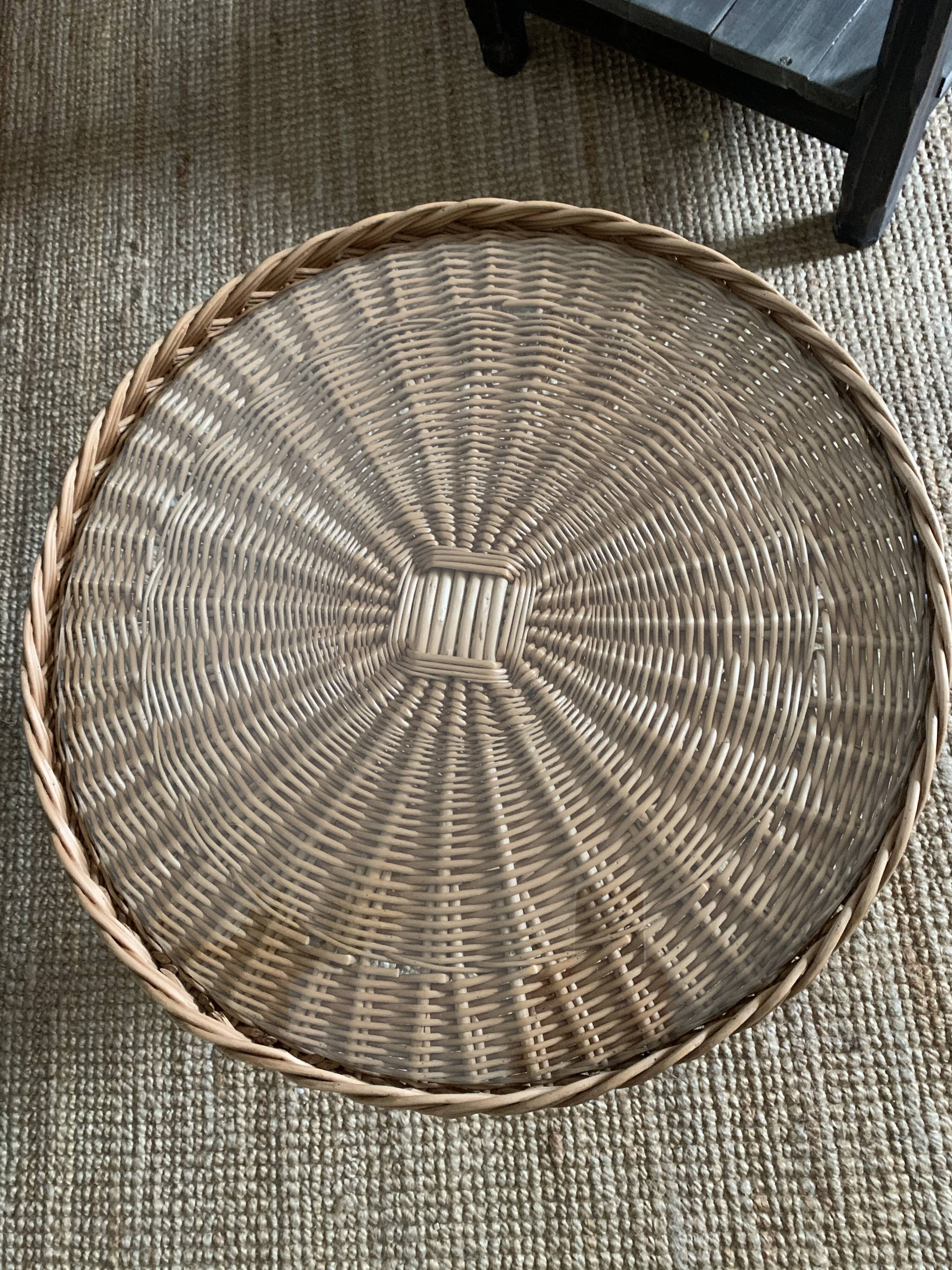 Round wicker coffee table