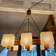 Vintage 1950s Scandinavian teak and perspex pendant light.
