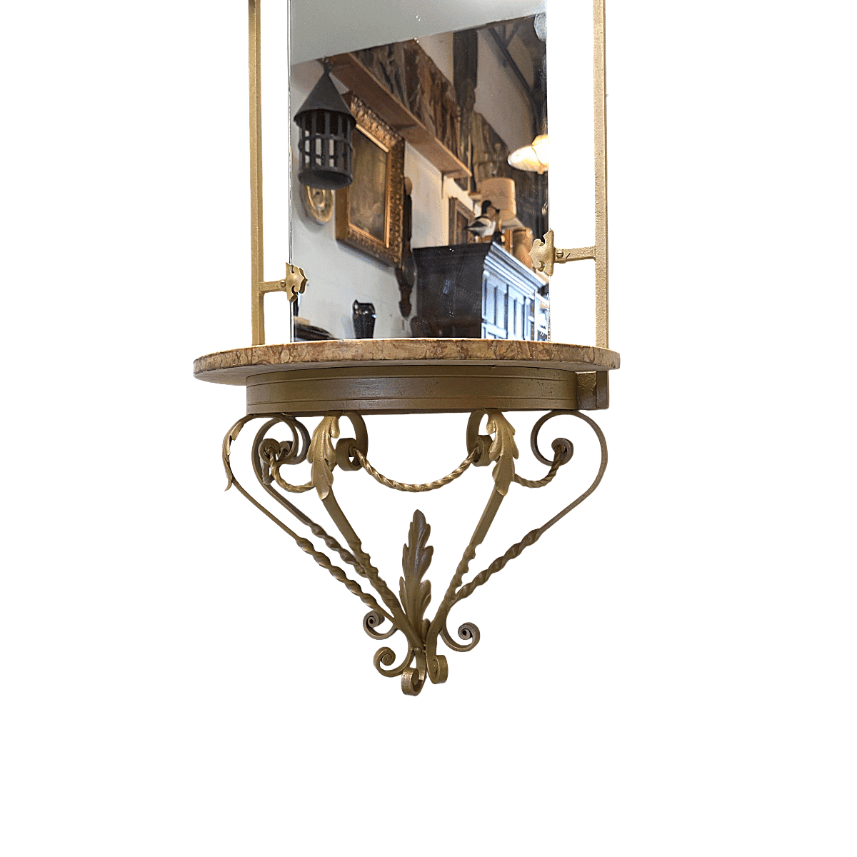 Vintage French Wall Console With Mirror, mid-century