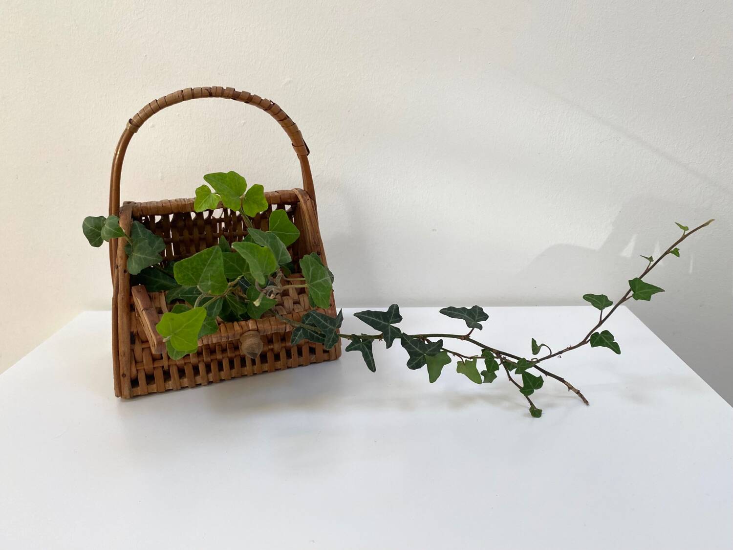 Vintage woven wicker rattan basket